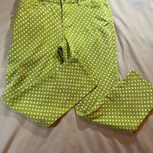 Coldwater Creek Lime Green Polka‎ Dot Ankle Length Cropped Jeans, Size 6P
